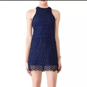 Lovers + Friends Navy Crochet Midi Dress